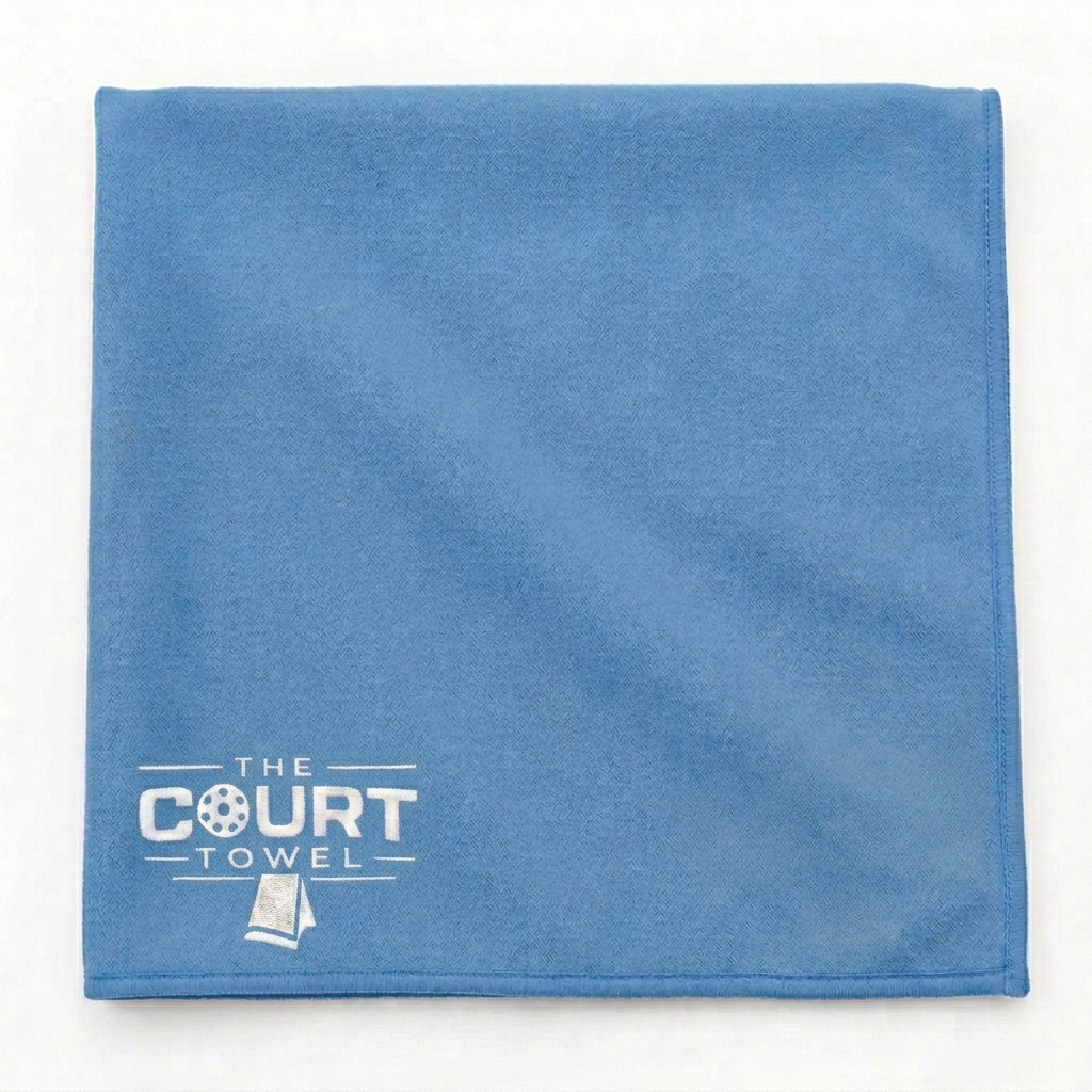 The Court Towel in Blue with logo