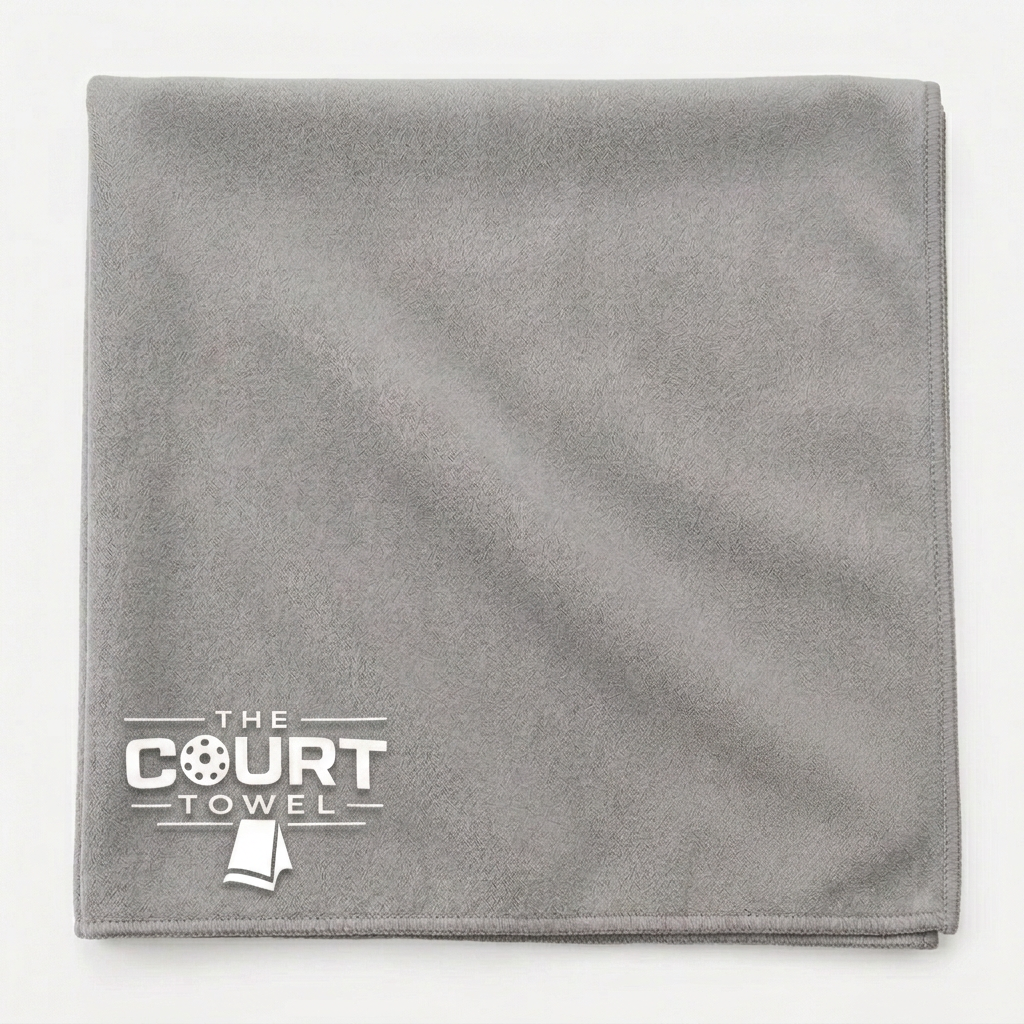 The Court Towel in Grey with logo