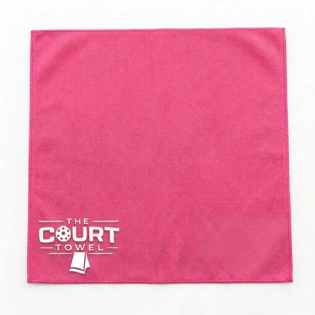 The Court Towel in Pink with logo